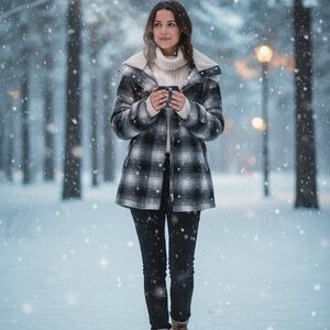 BCBGeneration Black Quilted Jacket with Cream Lining